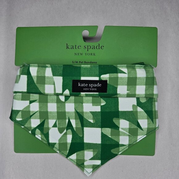 NWT Kate Spade Green Gingham Dog Bandana - Picture 1 of 2